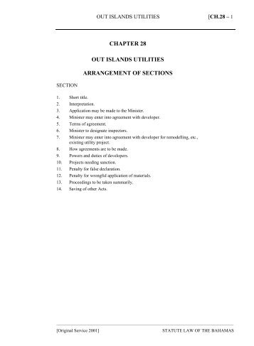 Out Islands Utilities Act - The Bahamas Laws On-Line - The ...