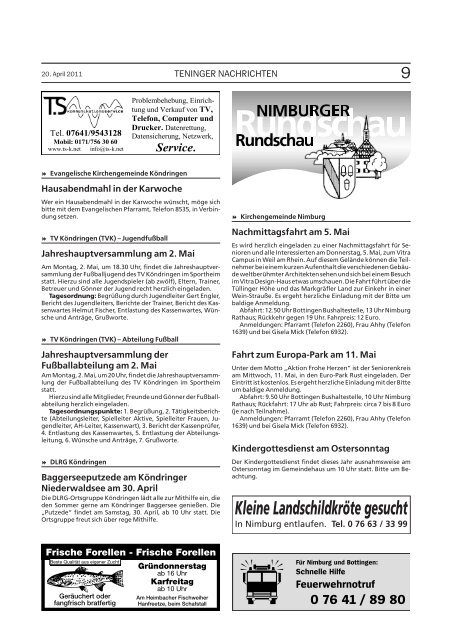 Volkshochschule aktuell - Gemeinde Teningen