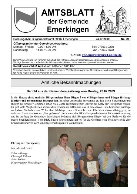 AMTSBLATT - Gemeinde Emerkingen