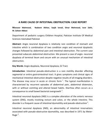 A RARE CAUSE OF INTESTINAL OBSTRUCTION: CASE REPORT
