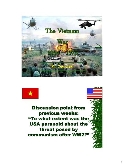 The Vietnam War, 1954-1975 - Mr. Schuhmann's Social Studies Class