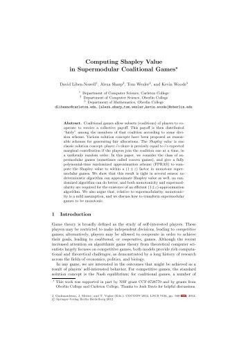 Computing Shapley Value in Supermodular Coalitional Games