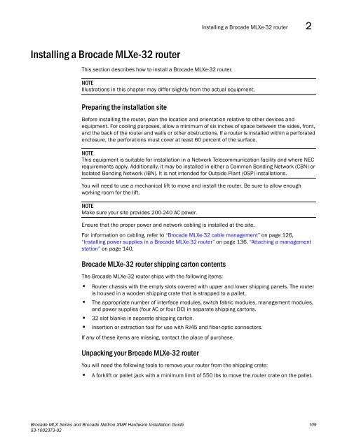 Brocade MLX Series and Brocade NetIron XMR Hardware ...