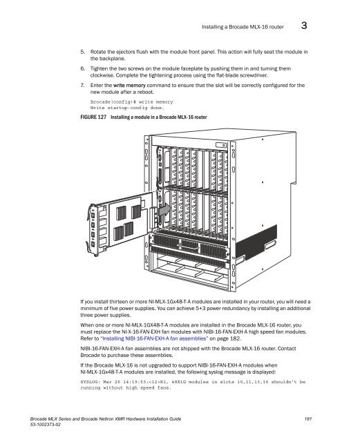 Brocade MLX Series and Brocade NetIron XMR Hardware ...