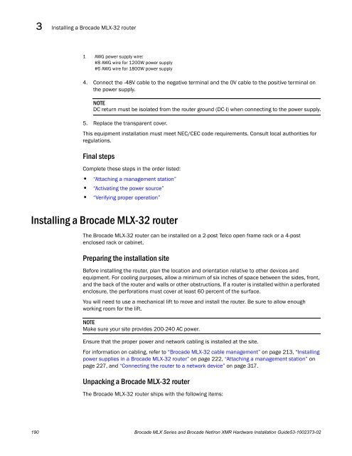 Brocade MLX Series and Brocade NetIron XMR Hardware ...