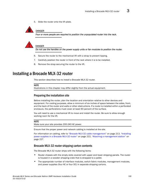 Brocade MLX Series and Brocade NetIron XMR Hardware ...