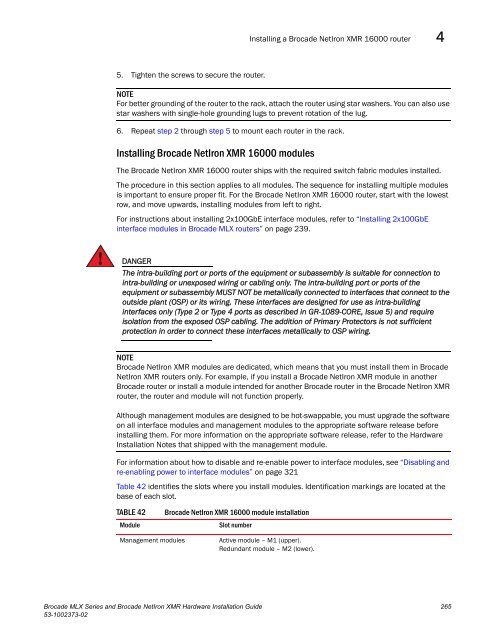 Brocade MLX Series and Brocade NetIron XMR Hardware ...