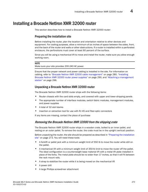 Brocade MLX Series and Brocade NetIron XMR Hardware ...