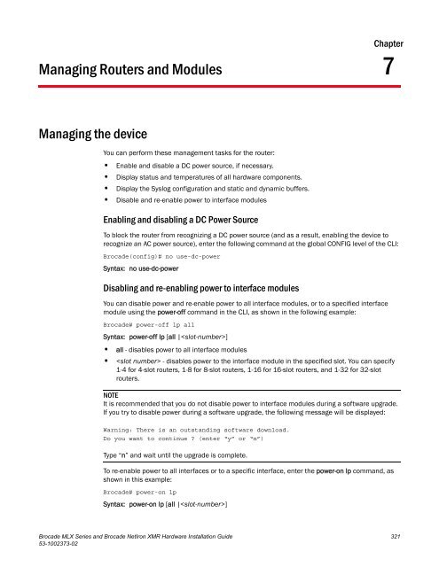 Brocade MLX Series and Brocade NetIron XMR Hardware ...