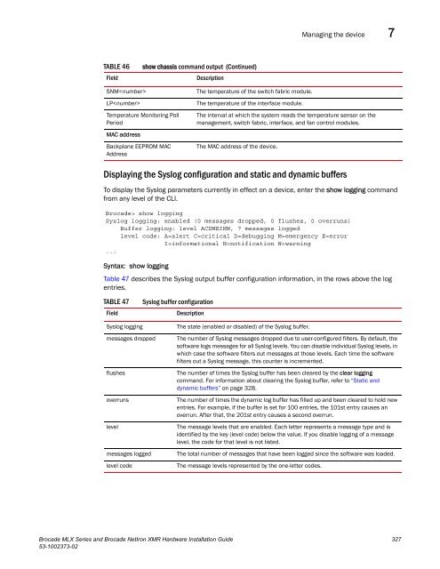 Brocade MLX Series and Brocade NetIron XMR Hardware ...