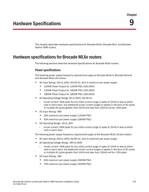 Brocade MLX Series and Brocade NetIron XMR Hardware ...