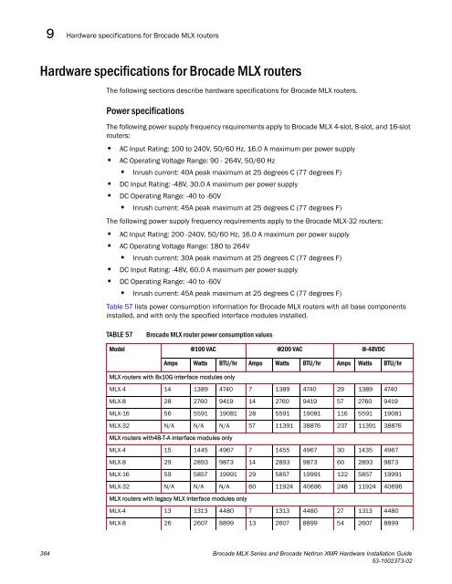 Brocade MLX Series and Brocade NetIron XMR Hardware ...