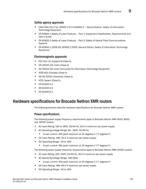 Brocade MLX Series and Brocade NetIron XMR Hardware ...