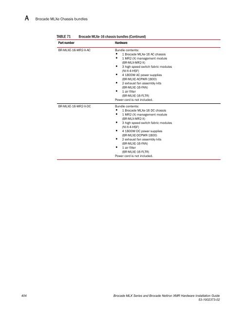 Brocade MLX Series and Brocade NetIron XMR Hardware ...