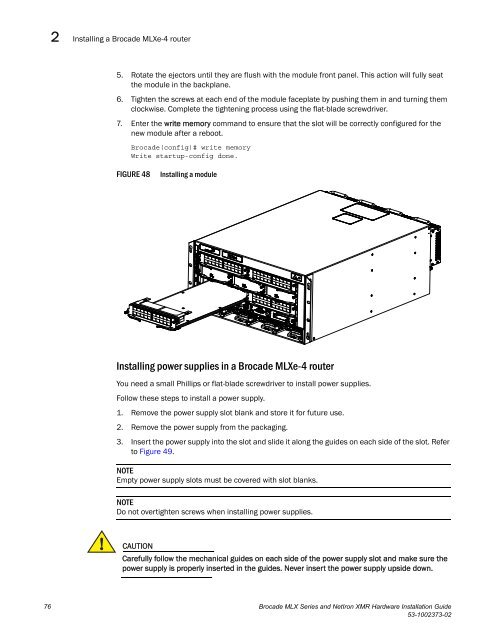 Brocade MLX Series and Brocade NetIron XMR Hardware ...