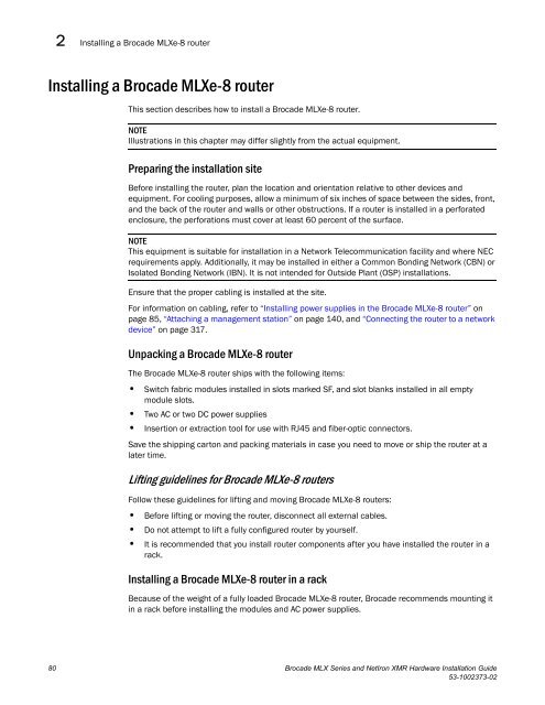 Brocade MLX Series and Brocade NetIron XMR Hardware ...