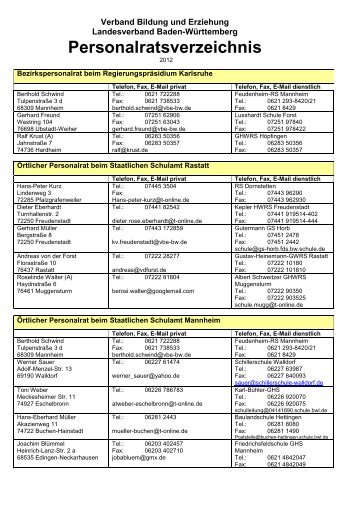 Personalratsverzeichnis - VBE Baden-Württemberg