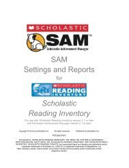 SAM Settings and Reports Scholastic Reading Inventory