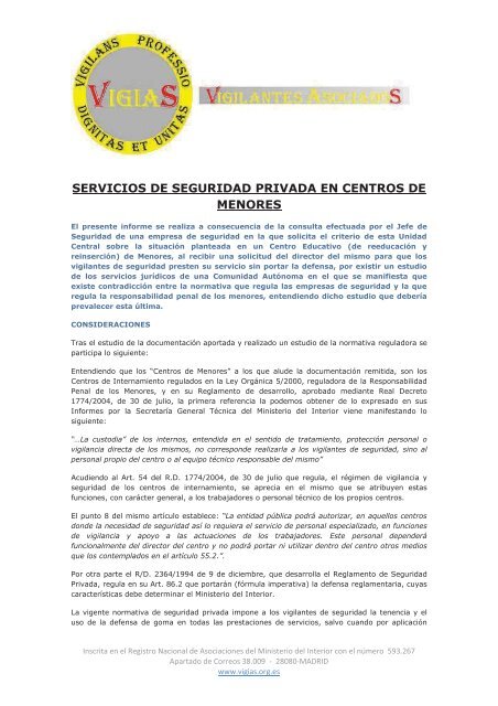 servicios de seguridad privada en centros de menores - VigiaS