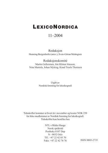 LEXICONORDICA 11–2004 - Nordisk Sprogkoordination