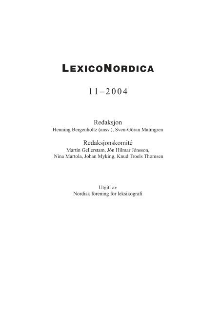 LEXICONORDICA 11–2004 - Nordisk Sprogkoordination