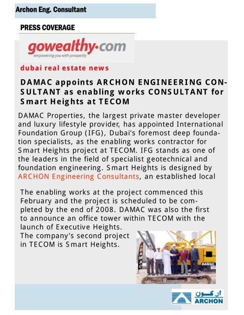 Contents - Archon Engineering Consultants Home Page