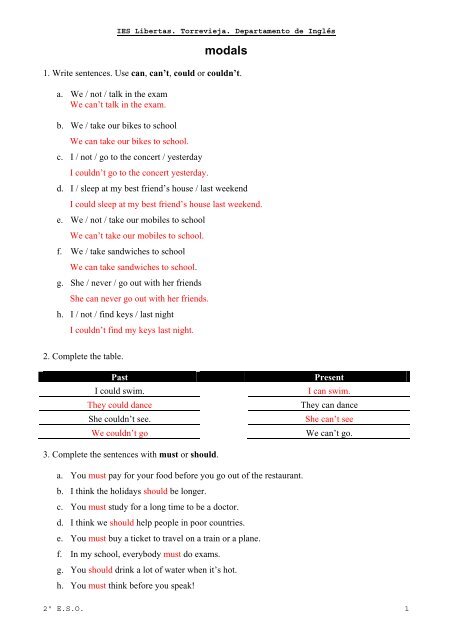 Modal verbs solutions - ies nÃºm. 1 - libertas