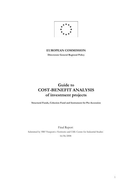 Guide to COST-BENEFIT ANALYSIS of investment projects - Ramiri