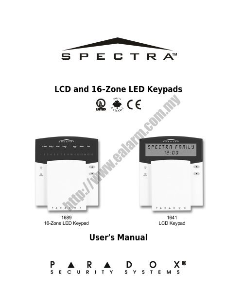 Paradox Alarm System, Paradox Spectra LED and