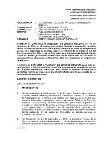 PROCEDENCIA : COMISIÃN DE FISCALIZACIÃN DE LA ... - Indecopi