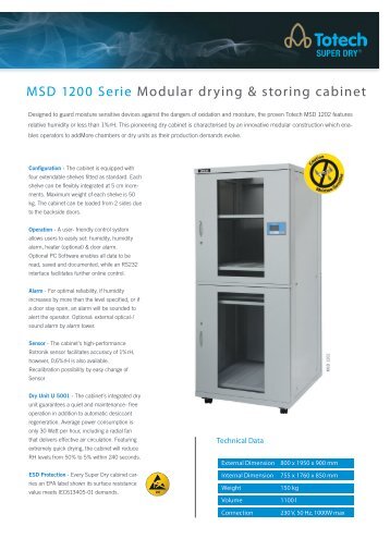 MSD 1200 Serie Modular drying & storing cabinet - Totech Americas