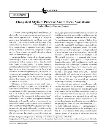 203 Elongated Styloid Process : Anatomical Variations - JK Science