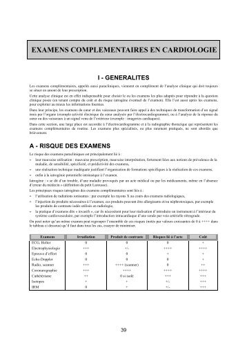 Examen corrigé Examens complementaires en cardiologie ...