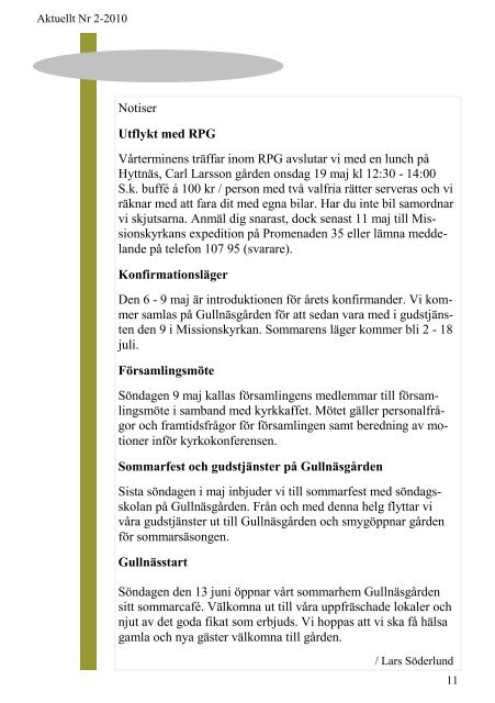 FRÃN FALU MISSIONSFÃRSAMLING OCH SMU