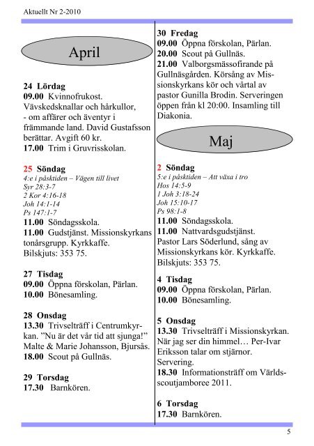 FRÃN FALU MISSIONSFÃRSAMLING OCH SMU