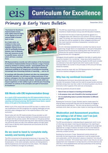 Read the full CfE Primary & Early Years Bulletin - Nov 2012 - EIS