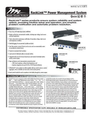 Download RackLink Power Management System spec sheet - CE Pro