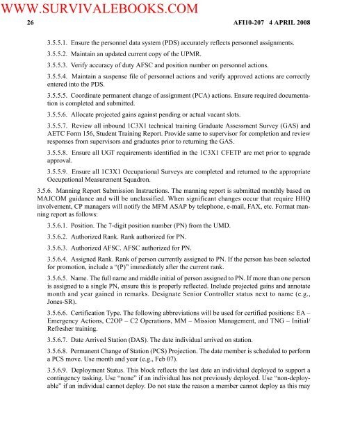 2004 US Air Force OPERATIONAL REPORTING ... - Survival Books