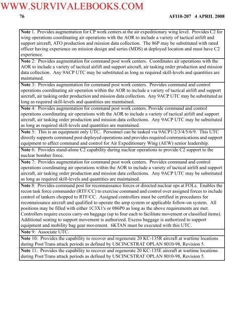 2004 US Air Force OPERATIONAL REPORTING ... - Survival Books