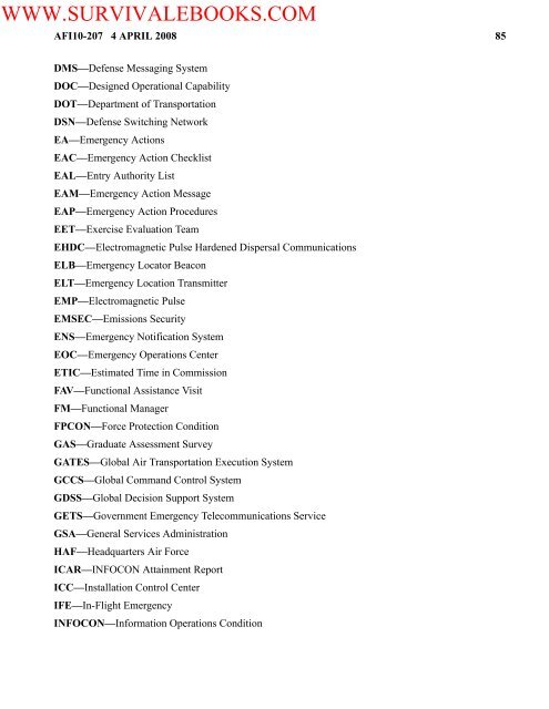 2004 US Air Force OPERATIONAL REPORTING ... - Survival Books