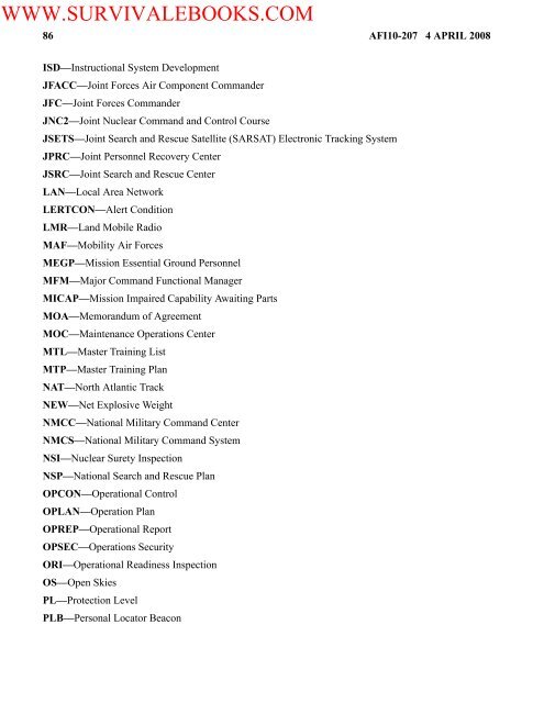 2004 US Air Force OPERATIONAL REPORTING ... - Survival Books