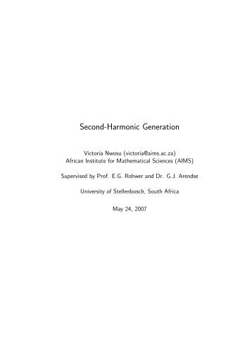 Second-Harmonic Generation - users-deprecated.aims.ac.za