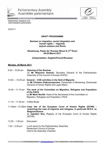 DRAFT PROGRAMME Seminar on migration, social integration and ...