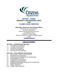 (rfp) for claims legal services - Citizens Property Insurance