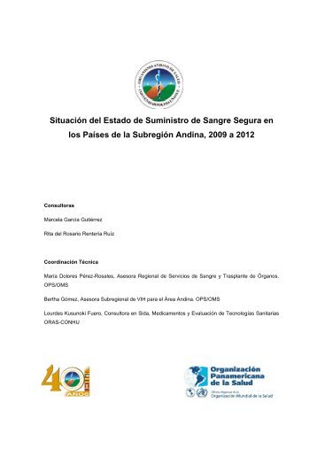 SituaciÃ³n del Estado de Suministro de Sangre Segura en los PaÃ­ses ...