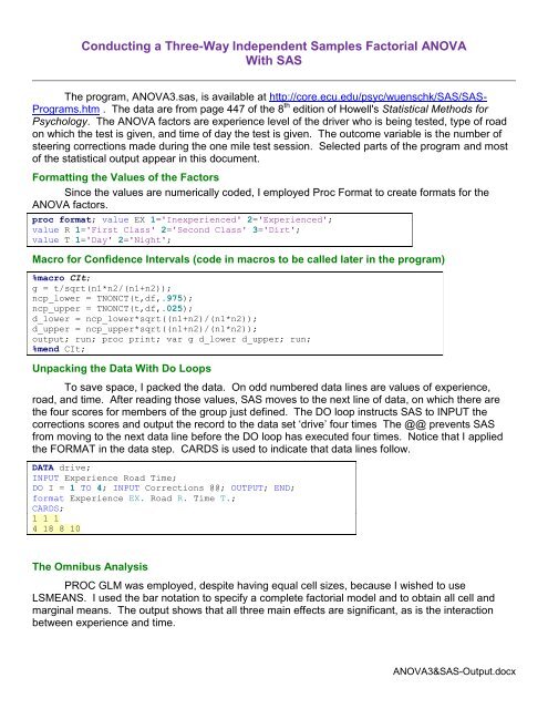 Three-Way Independent Samples ANOVA with SAS - Ecu