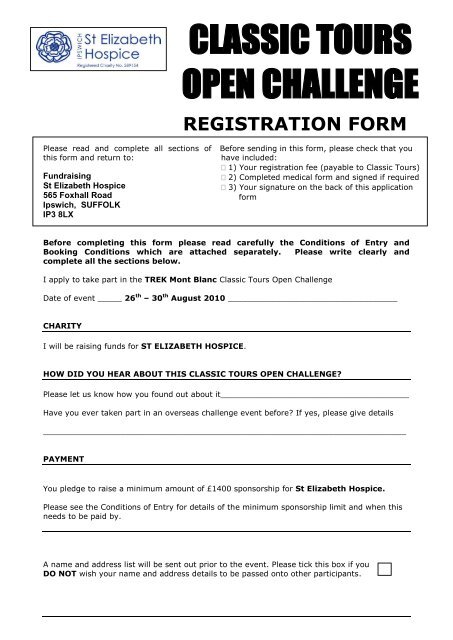 registration form - St Elizabeth Hospice