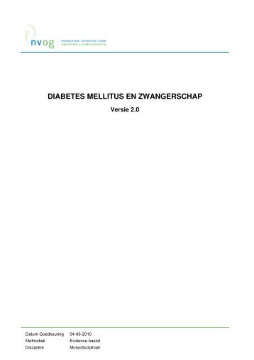 richtlijn 'Diabetes mellitus en zwangerschap' - NVOG