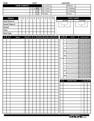 Soccer Scoresheet