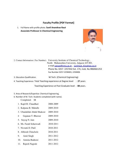 View Profile - North Maharashtra University